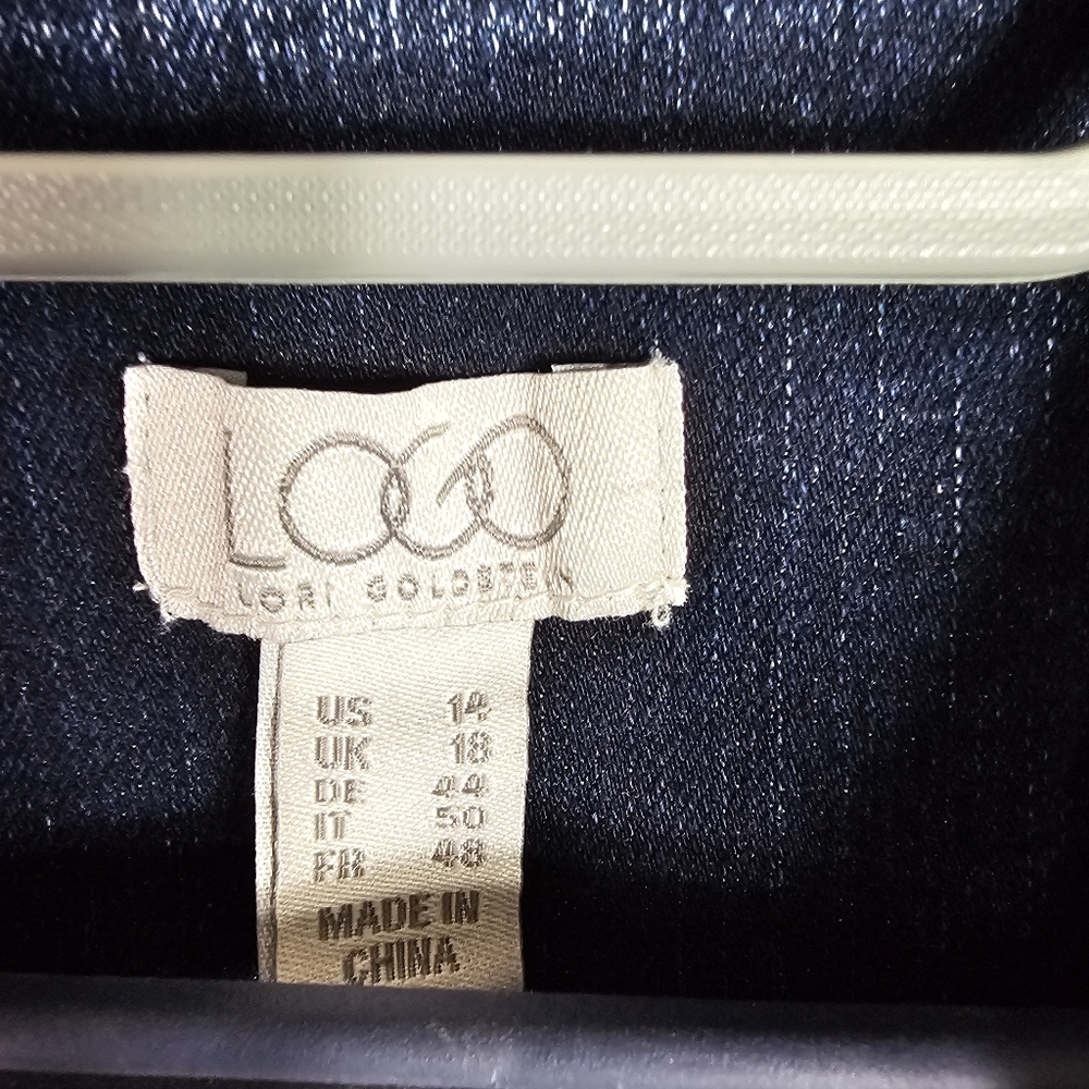 LOGO by Lori Goldstein Dark Wash Denim Jacket Women’s 14 Longline - Picture 2 of 9